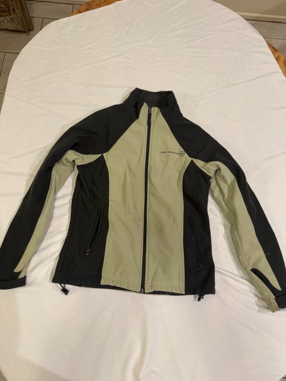 Free Country Softshell Jacket Olive Black Full Zip Fleece Lined Mens M